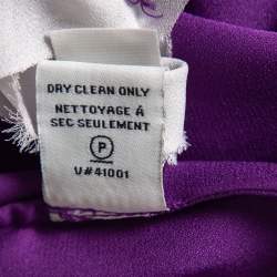 Pre Owned Diane von Furstenberg Purple Silk Fleurette Flutter-Sleeve Mini Dress S