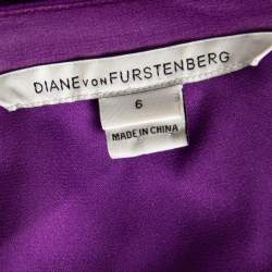 Pre Owned Diane von Furstenberg Purple Silk Fleurette Flutter-Sleeve Mini Dress S