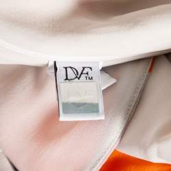 Pre Owned Diane Von Furstenberg Orange Printed Silk Liluye One Shoulder Short Dress M