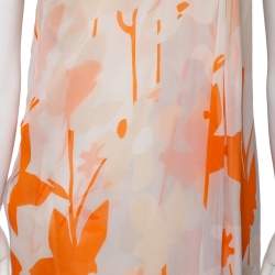 Pre Owned Diane Von Furstenberg Orange Printed Silk Liluye One Shoulder Short Dress M