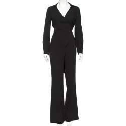 Diane von Furstenberg Black Crepe Stacy Wrap Jumpsuit S