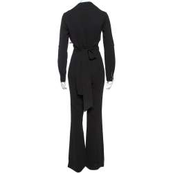 Diane von Furstenberg Black Crepe Stacy Wrap Jumpsuit S