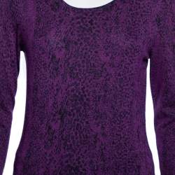 Pre Owned Diane Von Furstenberg Purple Animal Print Knit Neva Top S