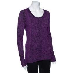 Pre Owned Diane Von Furstenberg Purple Animal Print Knit Neva Top S