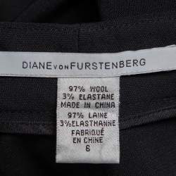 Diane von Furstenberg Black Wool Snap Button Detail High Waist Shorts M