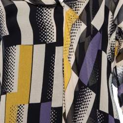 Pre Owned Diane Von Furstenberg Multicolored Geometric Print Silk Blouse M