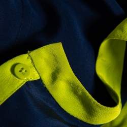 Pre Owned Diane Von Furstenberg Navy Blue Silk Maisy Contrast Collar Trim Detail Shirt L