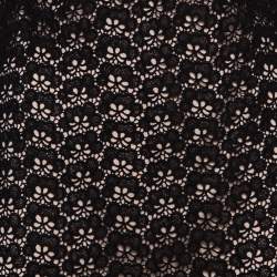 Pre Owned Diane von Furstenberg Black Floral Pattern Cutout Lace Dress M