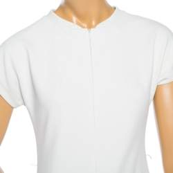 Pre Owned Diane Von Furstenberg White Knit Maizah Short Dress M