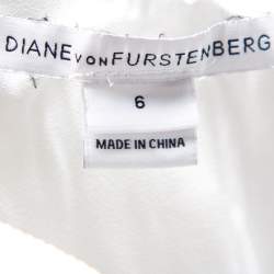 Pre Owned Diane Von Furstenberg White Knit Maizah Short Dress M