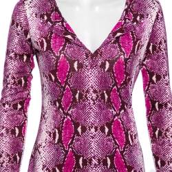 Diane von Furstenberg Purple Animal Print Silk Reina Long Sleeve Dress S