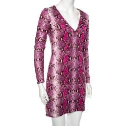 Diane von Furstenberg Purple Animal Print Silk Reina Long Sleeve Dress S