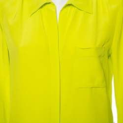 Pre Owned Diane Von Furstenberg Bright Green Silk Lorerlei Two Shirt M