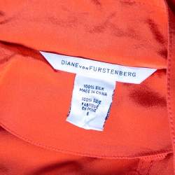 Pre Owned Diane von Furstenberg Orange Silk Jafartha Mini Dress S