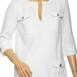 Diane von Furstenberg White Crepe Pocket Detail Agness Short Dress S