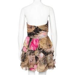 Pre Owned Diane von Furstenberg Multicolor Printed Silk Strapless Brighton Mini Dress M