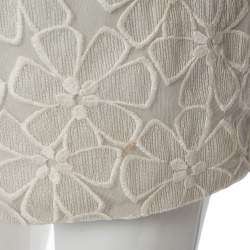 Pre Owned Diane Von Furstenberg Pale Grey & Cream Floral Embroidered Silk Sarita Dress M