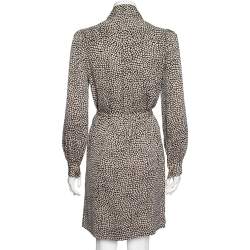 Pre Owned Diane von Furstenberg Monochrome Silk Button Front New Tunis Dress M