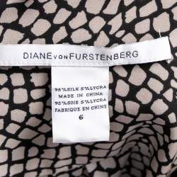 Pre Owned Diane von Furstenberg Monochrome Silk Button Front New Tunis Dress M