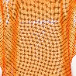 Diane Von Furstenberg Neon Orange Sequin Embellished Silk Kei Tunic L