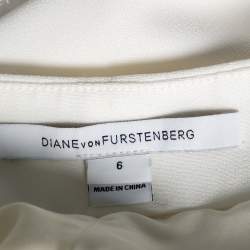 Pre Owned Diane von Furstenberg White Crepe Preston Wide Leg Pants M