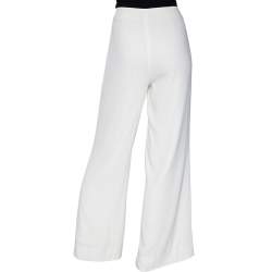Pre Owned Diane von Furstenberg White Crepe Preston Wide Leg Pants M