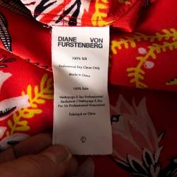 Pre Owned Diane von Furstenberg Orange Floral Printed Silk Bethany Midi Dress M