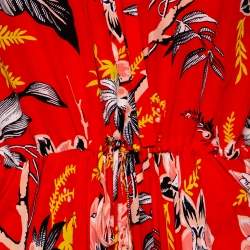 Pre Owned Diane von Furstenberg Orange Floral Printed Silk Bethany Midi Dress M