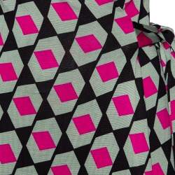 Pre Owned Diane Von Furstenberg Multicolored Printed Silk New Julian Wrap Dress S