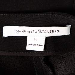 Pre Owned Diane von Furstenberg Black Crepe Preston Wide Leg Trousers L