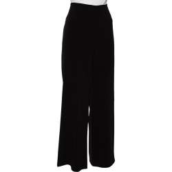 Pre Owned Diane von Furstenberg Black Crepe Preston Wide Leg Trousers L