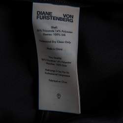 Pre Owned Diane von Furstenberg Black Satin Klee Sheer Sleeve Wrap Blouse M