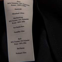 Pre Owned Diane von Furstenberg Black Satin Klee Sheer Sleeve Wrap Blouse M