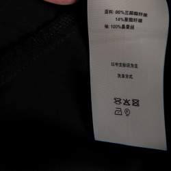 Pre Owned Diane von Furstenberg Black Satin Klee Sheer Sleeve Wrap Blouse M