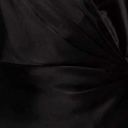 Pre Owned Diane von Furstenberg Black Satin Klee Sheer Sleeve Wrap Blouse M