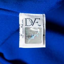 Pre Owned Diane Von Furstenberg Blue Knit Ruched Waist Detailed Dress S