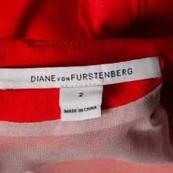 Pre Owned Diane Von Furstenberg Atomic Orange Fitted Short Sleeve Yazmine Dress S