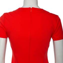 Pre Owned Diane Von Furstenberg Atomic Orange Fitted Short Sleeve Yazmine Dress S