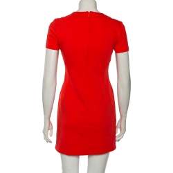 Pre Owned Diane Von Furstenberg Atomic Orange Fitted Short Sleeve Yazmine Dress S