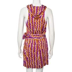 فستان ديان فون فرستنبيرغ ميلين حرير متعدد الألوان ملتف قصير مقاس صغير (سمول)