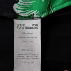 Pre Owned Diane von Furstenberg Green & Black Floral Printed Georgette Silvie Blouse S