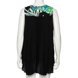 Pre Owned Diane von Furstenberg Green & Black Floral Printed Georgette Silvie Blouse S