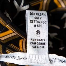 Pre Owned Diane Von Furstenberg Black Printed Silk Lucinda Wrap Dress L