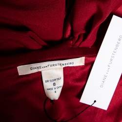 Pre Owned Diane von Furstenberg Red Silk Crepe Valetta One Shoulder Dress S