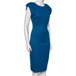 Pre Owned Diane Von Furstenberg Blue Wool Thane Gathered Detailed Dress S