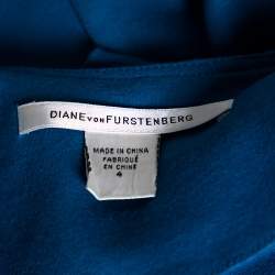 Pre Owned Diane Von Furstenberg Blue Wool Thane Gathered Detailed Dress S