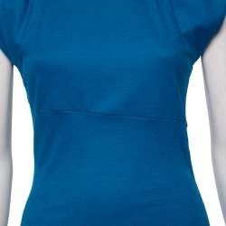 Pre Owned Diane Von Furstenberg Blue Wool Thane Gathered Detailed Dress S