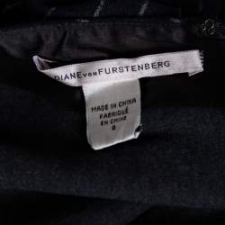 Pre Owned Diane von Furstenberg Navy Blue Striped Wool Helen Sheath Dress M