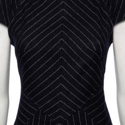 Pre Owned Diane von Furstenberg Navy Blue Striped Wool Helen Sheath Dress M