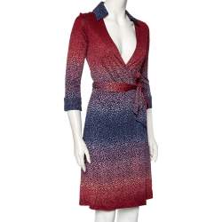 Pre Owned Diane Von Furstenberg Ophelia Printed Silk Jersey Justin Wrap Dress S